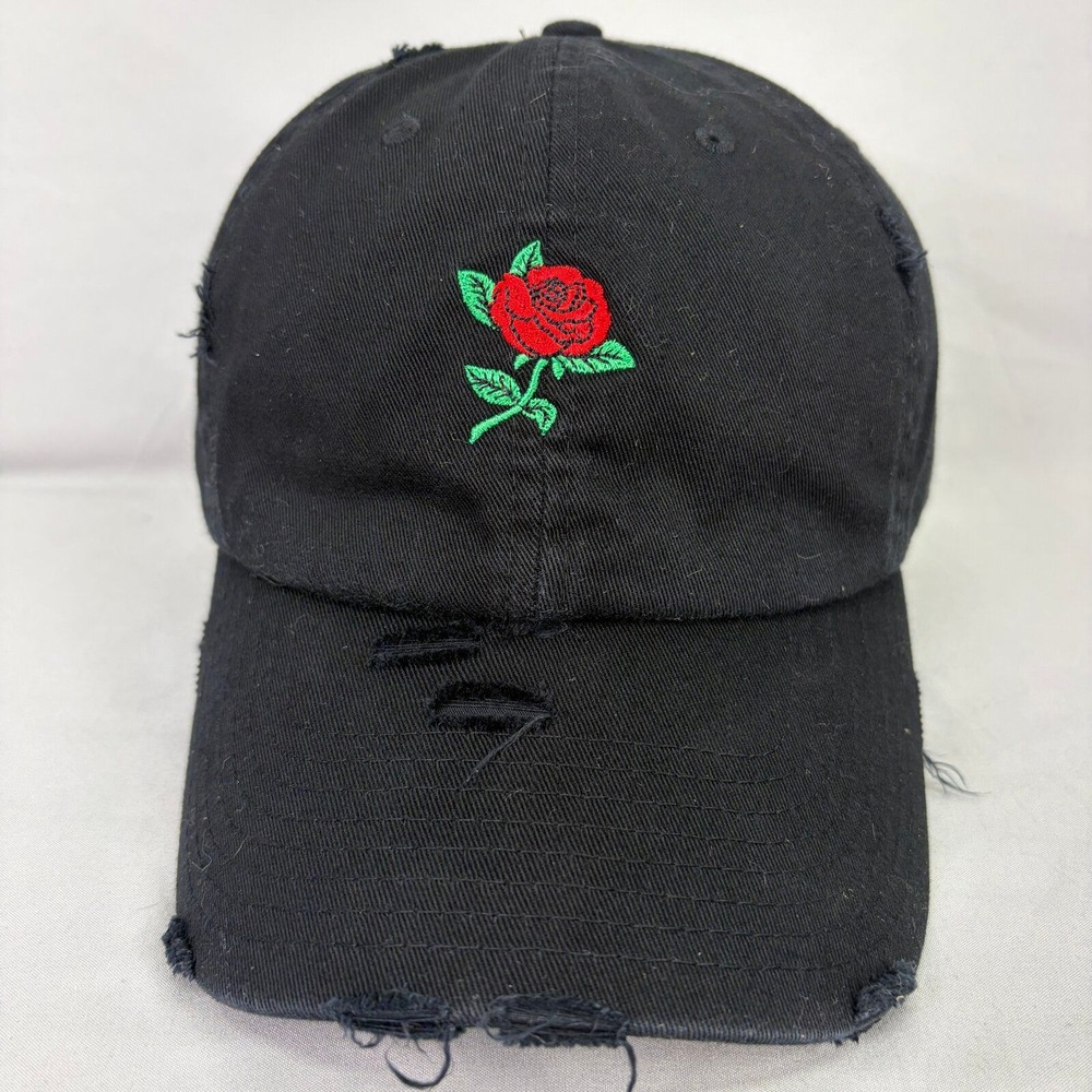 KBETHOS Baseball Cap Distressed Rose Unisex OSFM Black Embroidered Dad Hat
